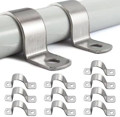 EYVRPAU 10 pezzi morsetti per tubi a U a doppio foro morsetti di fissaggio in acciaio inox per impianti elettrici idraulici tubi vuoti (diametro 10mm)