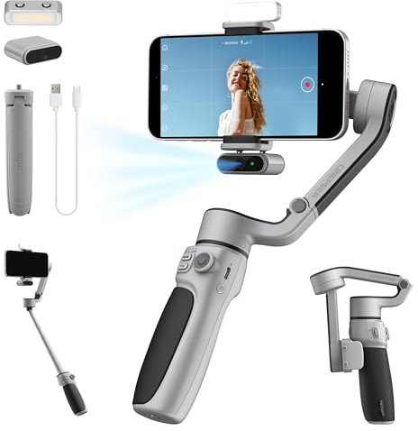 ZHIYUN CINEPEER CQ5 Combo[Official] Gimbal Stabilizer for Smartphones with Voice Assistant, AI Tracking, Magnetic Fill Light, 3 Axis Mobile Gimbal Built-in 215mm Extension Rod, for Videos Vlog YouTube