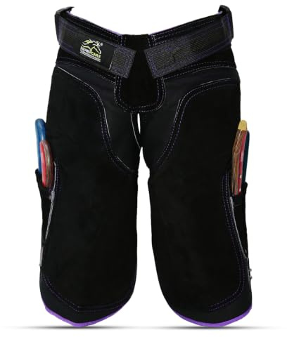Equine Care Grembiule da donna con ghette da 58,4 cm, in pelle e tela, per tagliare zoccoli e ferro di cavallo, vita regolabile 71-132 cm, 2 mm, 500 g/m², supporto posteriore, 4 tasche per coltelli, 2