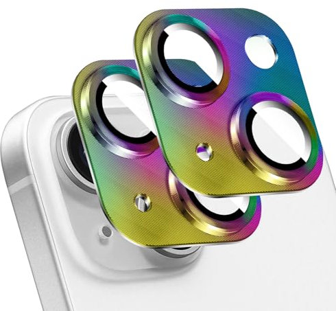 LucBuy 2 Pièces Protecteur D'objectif D'appareil Photo pour 12 Pro Max, Décoration de Téléphone en Aluminium à Texture 3D, Protection Complète de L'appareil Photo en Titane