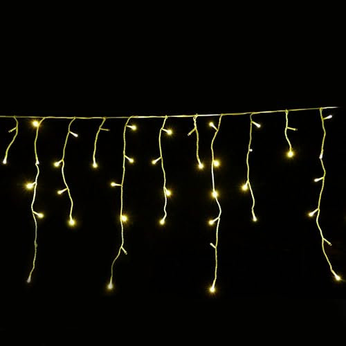 Gartenpirat Eisregen Lichterkette 12 m 480 LED bernsteinfarben LED-Lichterkette außen innen Timer Flash-Effekt