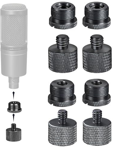 IXTECH Mic Stand Adapter Set 8 pieces Metal Microphone Stand Screw Thread Adapter 5/8 Female to 3/8 Male 3/8 Female to 5/8 Male 5/8 Female to 1/4 Male 1/4 Female to 5/8 Male Tripod Adapter ADP03A Blck