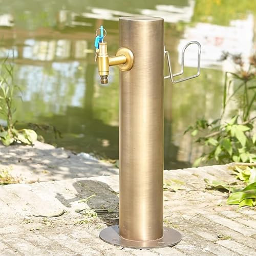 Zylindrische Vertikale Garten-Wassersäule Aus Edelstahl 304, Gartenbrunnen for Außen, Wassersäule Garten mit Schloss-Wasserhahn, Freistehender Frostschutz-Wasserhahn(86cm/33.9in)