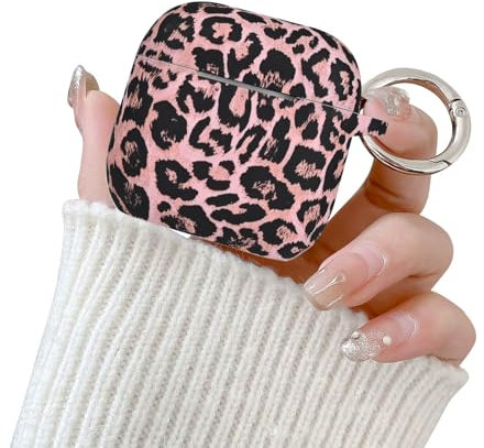 Reownest Case for AirPods 4th Generation (2024), Cute Leopard Print Aesthetic Silicone Shockproof Keychain Girls Women Case Cover for Airpods 4 -Pink