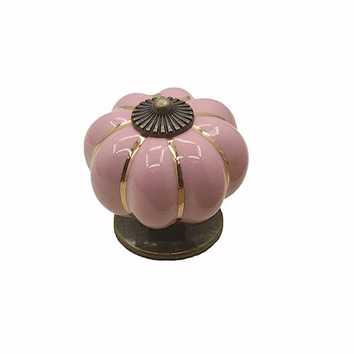 Anevous 4 Stück Keramik Griffe, Vintage Schrankknöpfe, Schränke Möbelknöpfe Schubladenknöpfe, Keramik Türknöpfe mit Schrauben, Möbel für Kleiderschrank, Heimdekoration, Schubladen, Schranktüren,Rosa