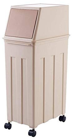 Square Trash Can with Lid for Bedroom Living Room Bathroom Beige Trash Bin on Wheels for Kitchen Recycling Waste Ideal for Home Offices