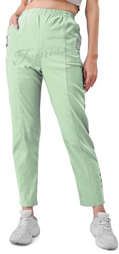 femiss Pantalon long taille haute avec élastique pour femme, pantalon doux, extensible, léger et décontracté, menthe, 38