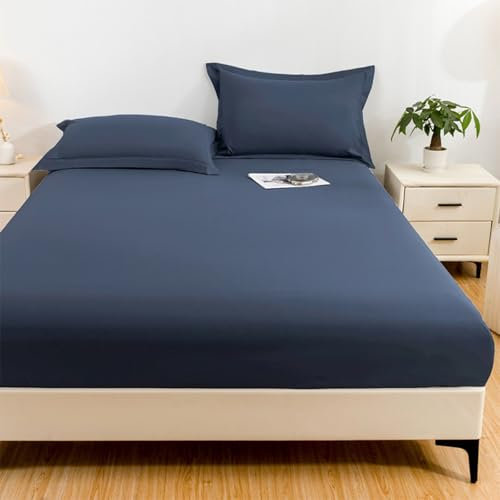 JIALIANG wasserdichte Matratzenauflage 120 x 200 cm dunkelblau Spannbettlaken Atmungsaktiv Inkontinenzunterlage Nässeschutz Bettlaken Matratzenschoner Geeignet für 30cm Matratze