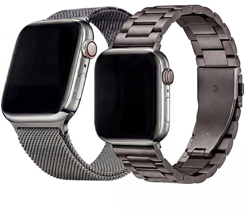 Hongxinzhan 2pcs bracelet de montre en métal compatible avec Apple Watch