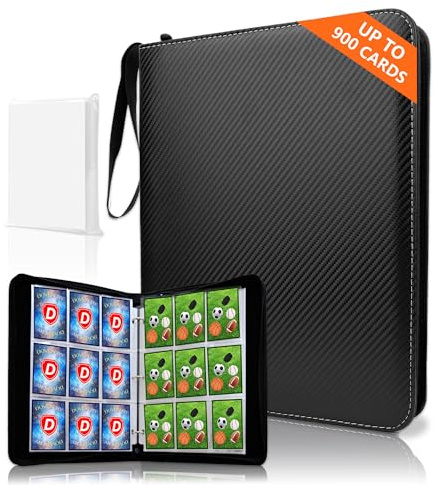 DOVEKERY Sammelkarten Album 9 Fächer, Karten Sammelalbum mit Herausnehmbaren Hüllen, Wasserdicht PU Card Guardian Binder für TCG Fußball Ordner(900 Karten)