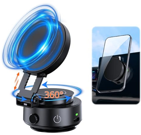 WODHMIEY Soporte magnético para móvil Doble Cara, Soporte móvil Extensible con Ventosa eléctrica, imán Potente para Coche, Espejo o Cristal, Compatible con iOS