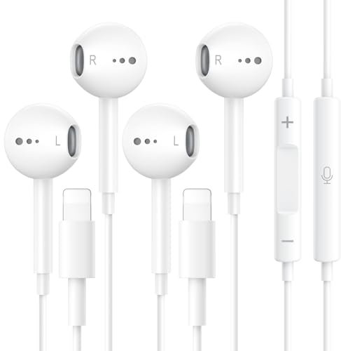 HARRIS 2 Pack Headphones Earphones Wired for iPhone【MFi Certified】 Stereo Sound In-Ear Earbuds Built-in Microphone and Volume Control Noise，Compatible with iPhone 14/13/12/11/SE/XS/X/8/7