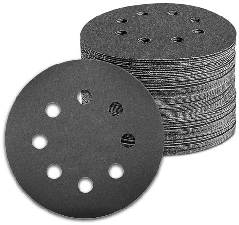 KONGMING 100 PCS 125mm Wet Dry Sanding Discs 8 Hole Grit 600 Hook and Loop Silicon Carbide Sandpaper for Random Orbital Sander