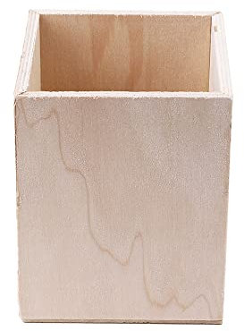 Pot à crayons en bois - Boîte de rangement carrée en bois pour bureau, papeterie, bureau