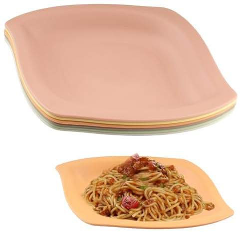 Hocadrv 6 Stück Speiseteller Camping Teller Plastik Set Unzerbrechlich Essteller Wiederverwendbar Teller Sicher & Leicht Plate Mikrowellen & Spülmaschinenfest(6 Farbe)