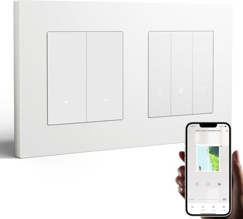 BSEED Smart Lichtschalter mit WLAN Rollladenschalter, Smart Jalousien Schalter mit PC Rahmen, Benötigt Nullleiter, WiFi Rolladen Zeitschaltuhr, kompatibel mit Alexa/Google Home, 2 Fach 1Weg, Weiß