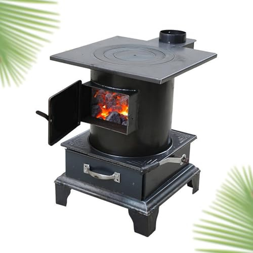 Holzofen for den Innenbereich, Schwarzer Holzofen zum Heizen und Kochen Im Freien, Eisfischen, Jagen