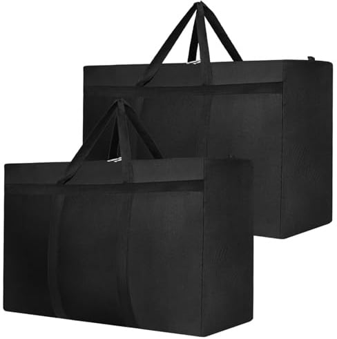 Dntorx 2 Stück 90L Extra Große Aufbewahrungstasche Oxford Reisetasche Groß | Heavy-Duty Umzugskartons, Verstärkten Reißverschlüssen, Stabilen Griffen, Faltbar, Geeignet für Kleidung, Bettdecken, Bücher