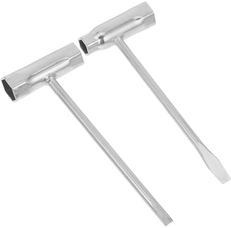Gadpiparty 2pcs Heavy-Duty Steel Chainsaw Wrench Thickened Barrel Multi-Function Socket Spanner for Spark Plug and Lawn Mower Maintenance Ratchet Scrench Tool