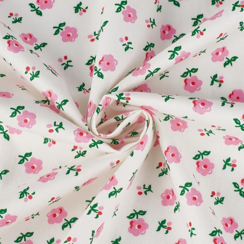 BENECREAT Tissus en Coton Fleuris 1×1.62 m Tissu Floral Rétro Rose Lots de Tissus en Coton Printaniers pour la Décoration de la Chambre Tapisserie Quilting Fait Main DIY Couture et Artisanat