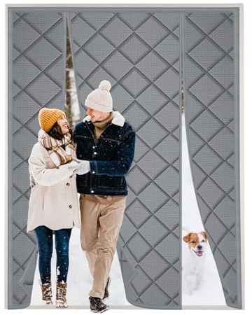 AXFZZRS Thermo Türvorhang Kälteschutz, Grau Magnet Wärmeschutzvorhang für Türen,für Balkontüren Wohnzimmer Terrassentüren, 120x200cm
