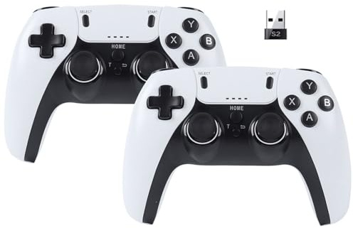 Confezione da 2 controller wireless per Windows PC/Raspberry Pi/Stick/TV/Game Box, joystick ricaricabile con turbo, per emulatore di computer portatili, Roblox, Steam, RetroPie, RecalBox, RetroArch