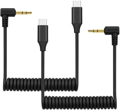 kwinfei 2 Pièces Câble Microphone USB C vers TRS 3,5mm Male à USB C Femelle, Câble jack USBC, 3.5 mm Male to Type-C Female, compatible smartphone 15-17 Serie, Galaxy S25-S23, Android
