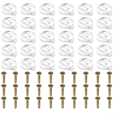 Glashalter-Clips-Set, 30-teilig, mit Schrauben für Glasscheiben von 4 mm Dicke in Schränken, Regalen und Kleiderschränken