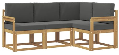 vidaXL Outdoor-Sofagarnitur mit Kissen 4 pcs Weiß und Anthrazit, Garten, modernes Sofa für draußen, Elegante Lounge, strapazierfähige Möbel für Terrasse und Patio