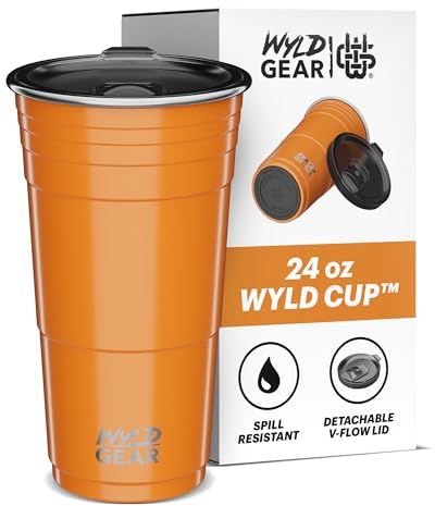 Wyld Gear WYLD Becher aus Edelstahl, vakuumisoliert, Partybecher mit Deckel, 680 ml, Burnt Orange