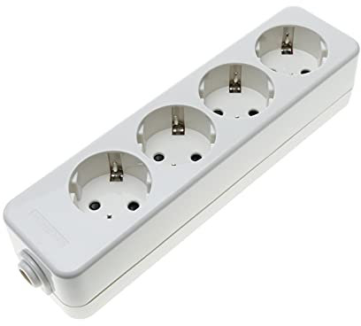 BeMatik - Base de 4 Enchufe schuko 16A 250V 3680W TT 54 x 206 x 42 mm