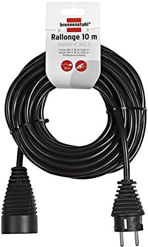 Brennenstuhl Rallonge 10 m de câble (Utilisation en intérieur) - Noir