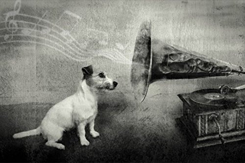 1art1 Hunde His Master's Voice, Jack Russell Terrier Selbstklebende Fototapete Poster-Tapete 180x120 cm
