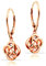 Rose Gold Flashed Sterling Silver Love Knot Flower Dangle Leverback Earrings