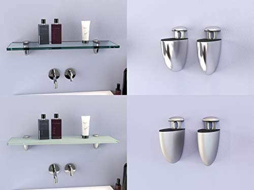 DURAFURN® Glasablage 400 mm x 120 mm x 8 mm als Variante klares Glas mit Chromhalter Glasregal Spiegelablage Badablage Wandhalter Wandregal Duschablage