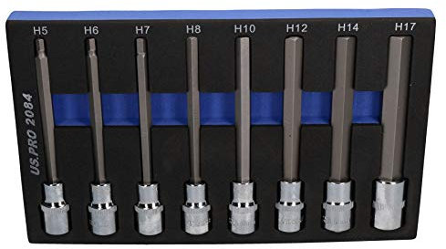 1/2 Drive Allen Hex Key Sockets Extra Long 140mm 5mm - 17mm 8pc Set