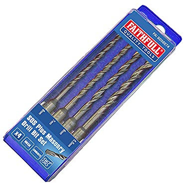 Faithfull FAISDSSET4 SDS Masonry Drill Bit Set 4 Piece 5.5, 6, 7, 8mm, Concrete, Hard Stone and Brick