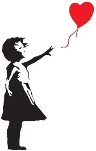 Decorazione da parete in vinile raffigurante la Bambina col palloncino a forma di cuore dell’artista Banksy, 56 cm x 29 cm