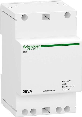 Schneider Electric A9A15215 iTR Transformateur de Sonnerie et Ronfleur, 25VA, 230VCA/12-24VCA, Blanc
