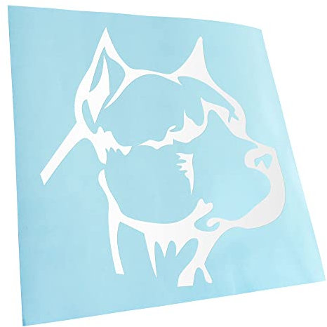 Kiwistar - Autoaufkleber - Weiß - 11x10cm Pitbull Kopf - Heckscheibe Auto Aufkleber wetterfest für Kfz LKW Mofa Truck - Sticker außen selbstklebend Tuning Zubehör für Fenster Fahrzeug Scheibe