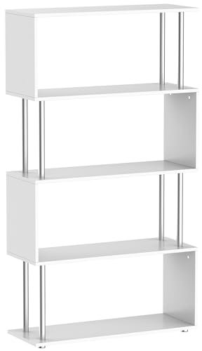 HOMCOM S Shape Bookcase, 5 Tiers Bookshelf, Modern Freestanding Storage Shelf for Home Office, Study, Living Room, 80 x 30 x 145cm, White