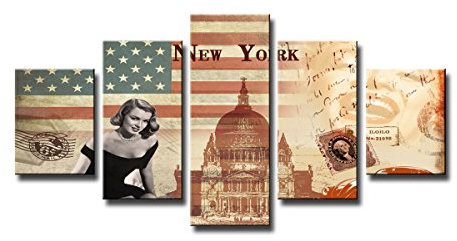 Visario 5566 Bilder und Kunstdrucke auf Leinwand Bild 160 x 80 cm USA fünfteilig