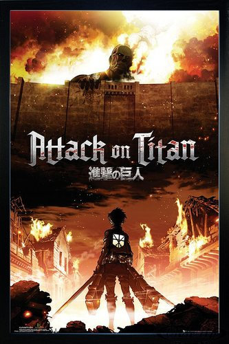 Close Up Attack On Titan Poster Manga/Anime (66x96,5 cm) gerahmt in: Rahmen schwarz