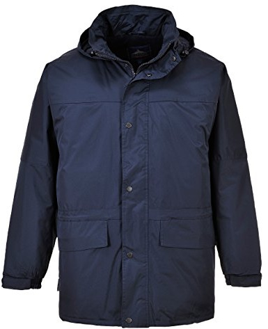 Portwest S523 Oban Winter Jacket Fleece Lined Stud Front Opening Waterproof | Navy, Large, EN 343 Class 3:1, EN 342, Regular Fit, Thermal Insulation, Pack Away Hood, Hook and Loop Cuffs