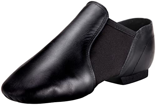 Linodes Leather Jazz Shoe Slip-on for Women Men Dance Shoes Black 8.5M