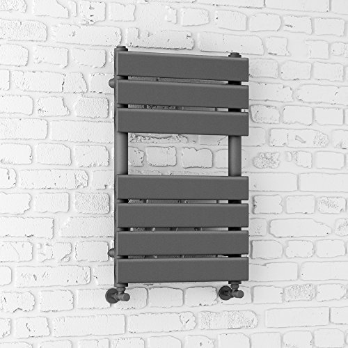 iBathUK | 650 x 400 Anthracite Flat Panel Heated Towel Rail Bathroom Radiator