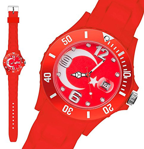 Taffstyle® Fanartikel Silikon Armbanduhr Fussball Länder Flaggen Style Türkei