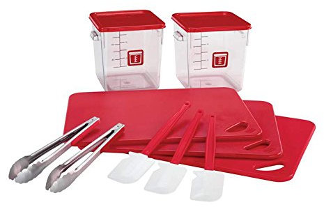 Rubbermaid Commercial Products colour-Coded Food Service Starter Kit, Red, 12 Piece