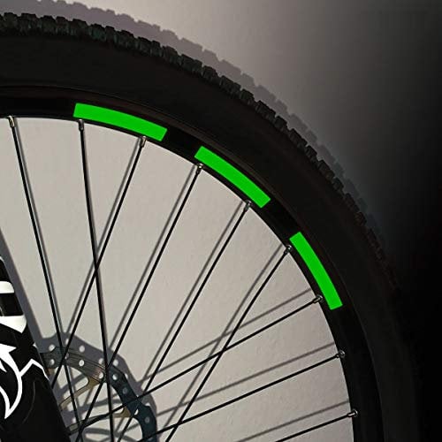 Motoking Fahrrad-Reflektorenaufkleber - Grün - 22 Aufkleber im Set - Breite: 10 mm - reflektierende Felgenaufkleber für Mountainbike-, Fahrradfelgen & mehr