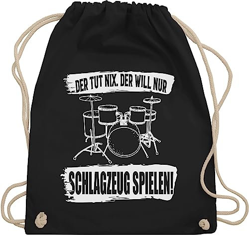 Turnbeutel Rucksack - Musik Instrument Zubehör - Der tut nix. der will nur Schlagzeug spielen. - Unisize - Schwarz - geschenk schlagzeuger instrumente für musiker drums beutelrucksäcke geschenke